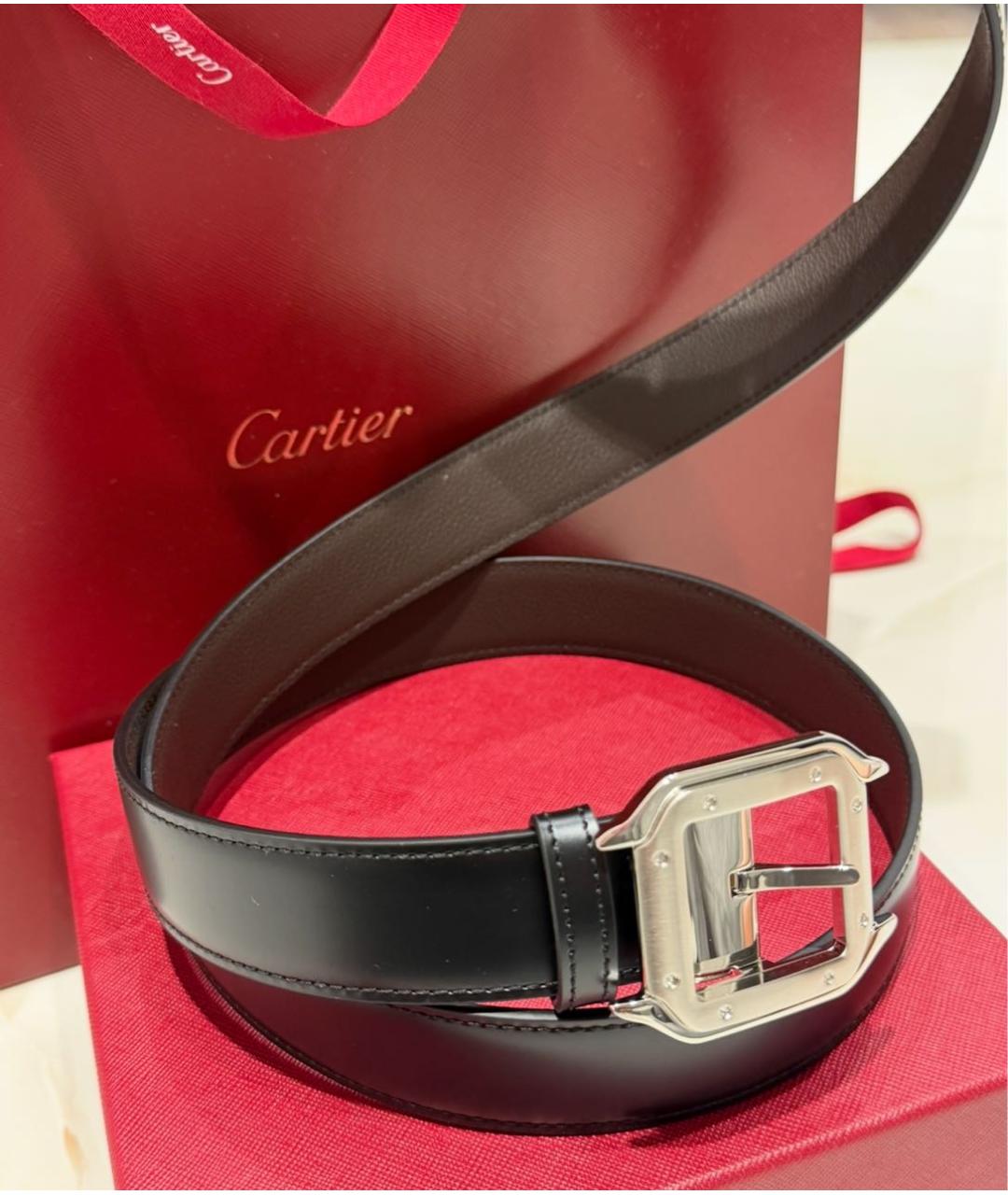 CARTIER Черный кожаный ремень, фото 3