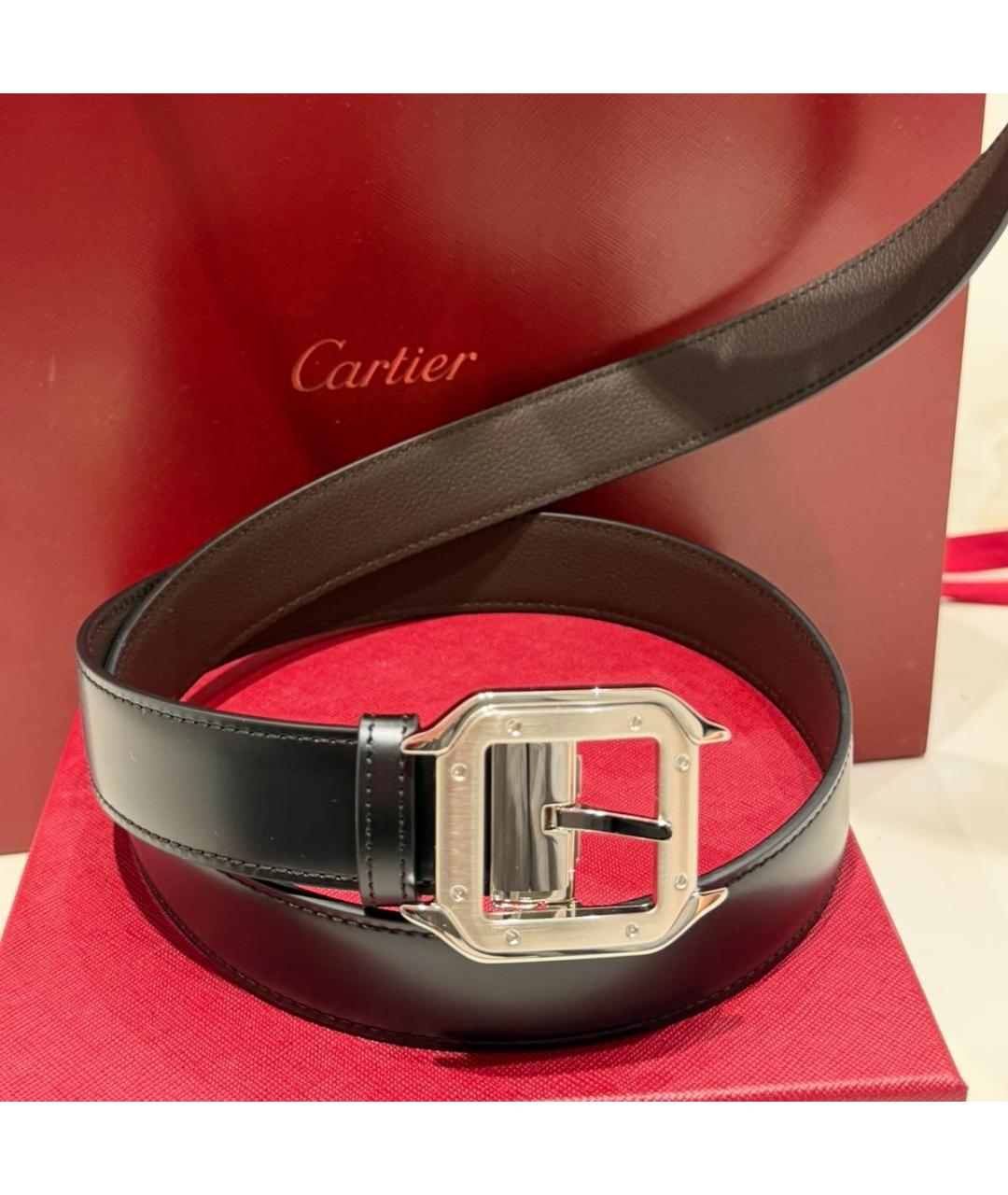 CARTIER Черный кожаный ремень, фото 2