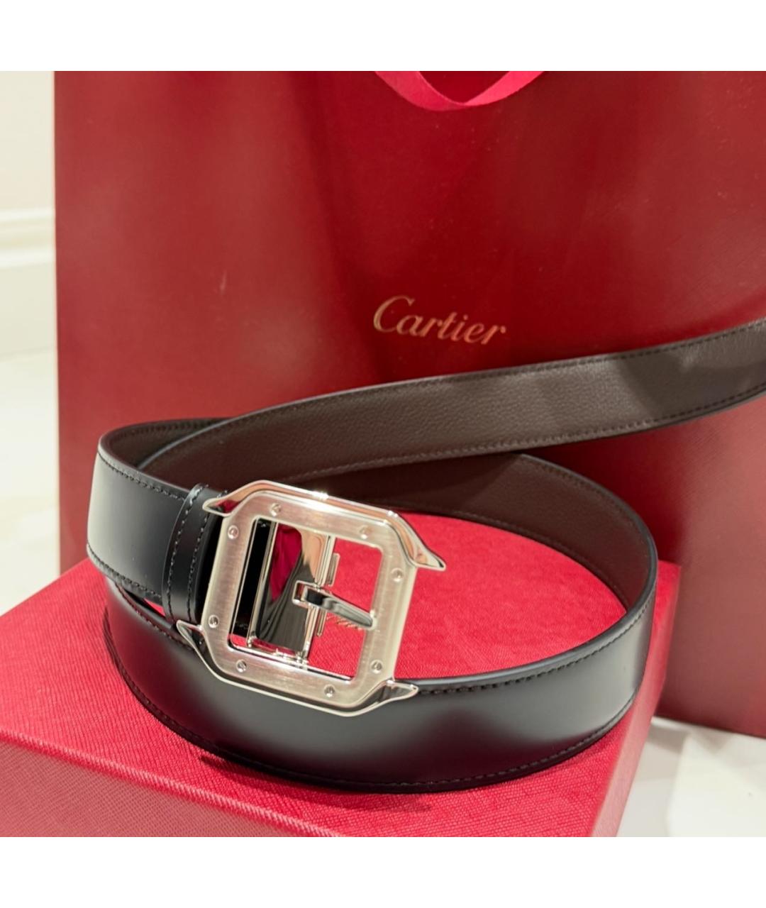 CARTIER Черный кожаный ремень, фото 4