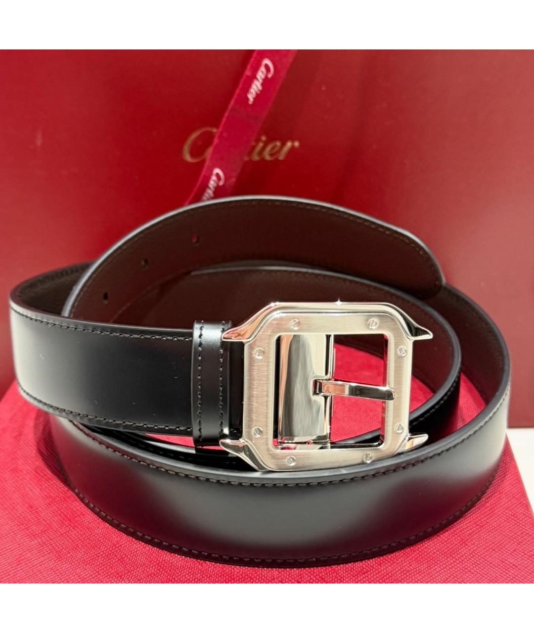 CARTIER Черный кожаный ремень, фото 9