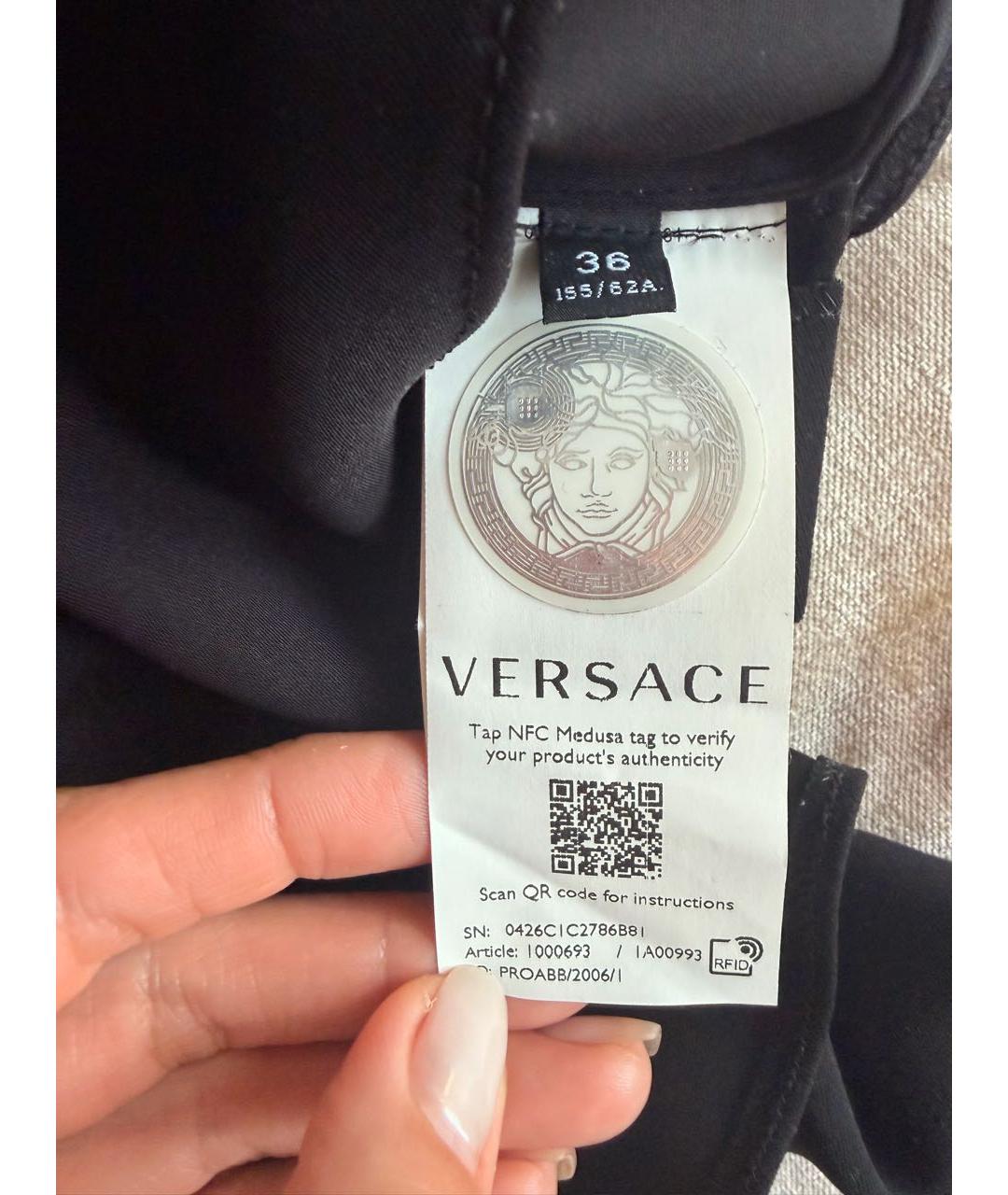 VERSACE Черная полиэстеровая юбка миди, фото 4