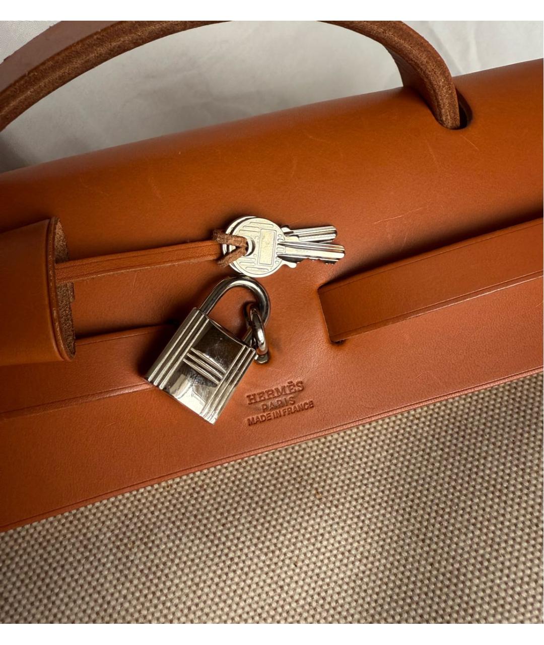 HERMES Бежевая тканевая сумка через плечо, фото 5