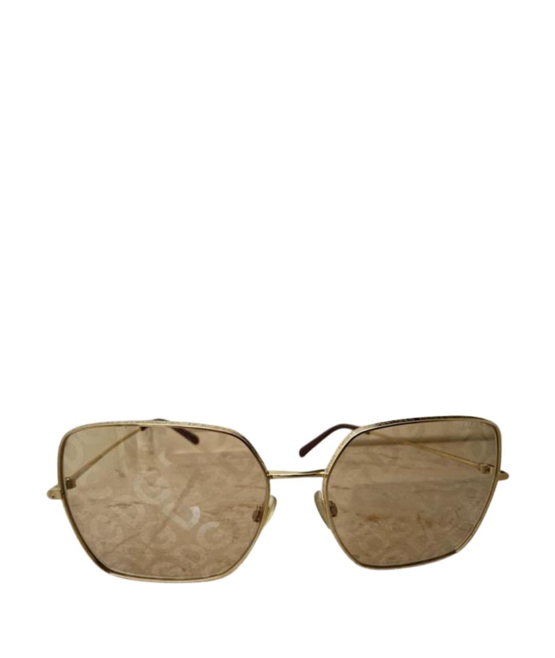 DOLCE&GABBANA Золотые металлические солнцезащитные очки, фото 1