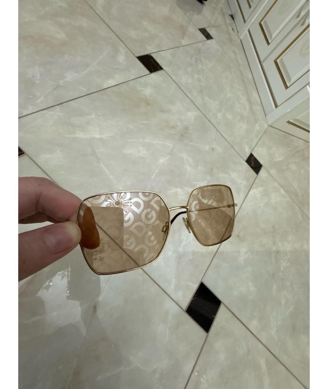 DOLCE&GABBANA Золотые металлические солнцезащитные очки, фото 2