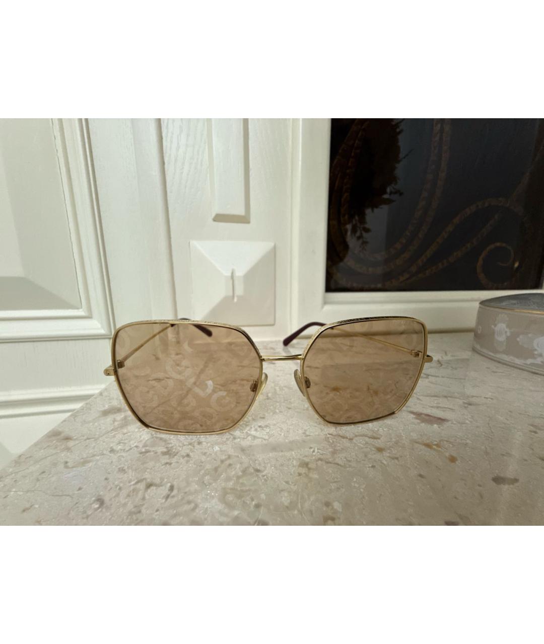 DOLCE&GABBANA Золотые металлические солнцезащитные очки, фото 8