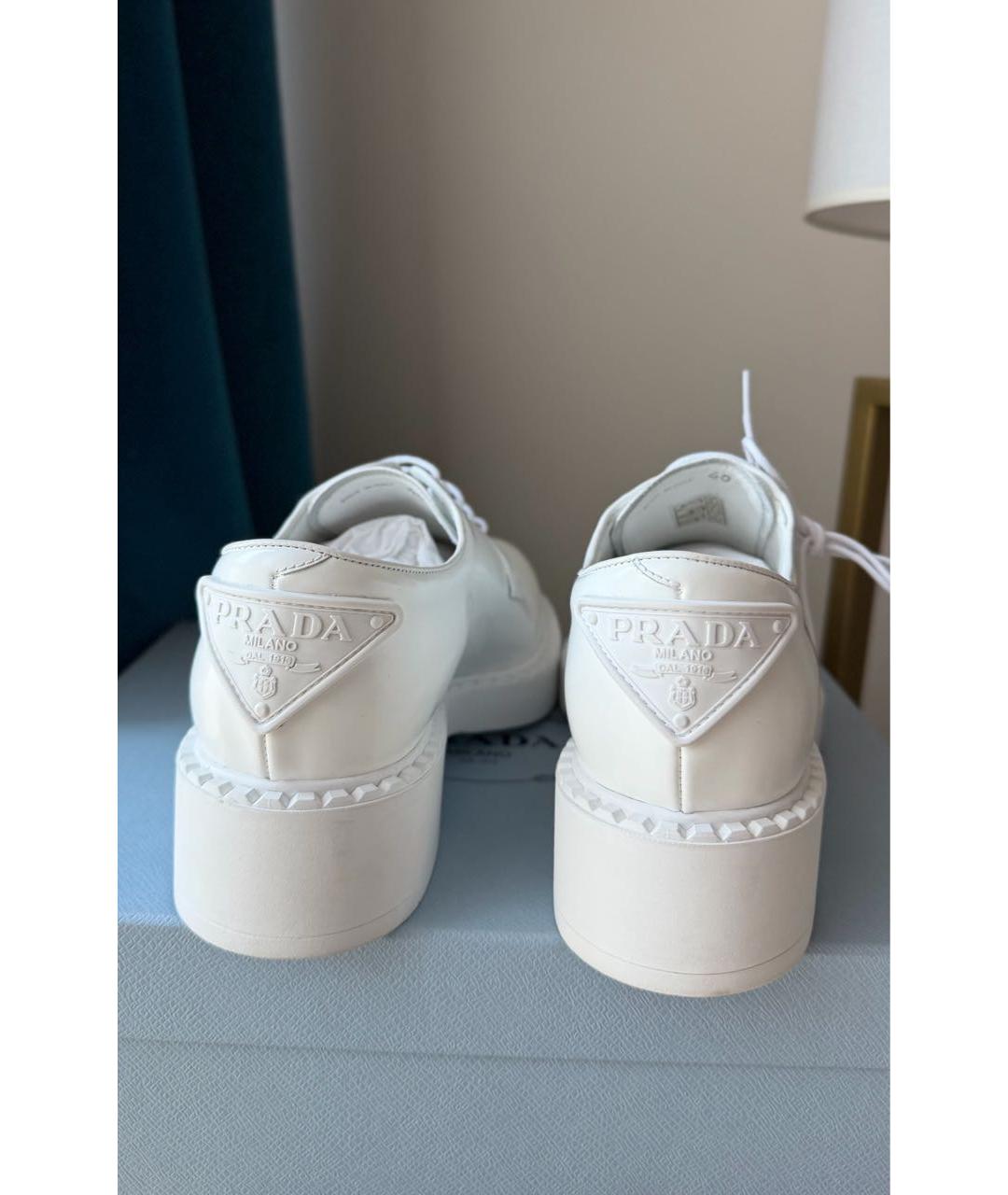PRADA Белые кожаные лоферы, фото 4