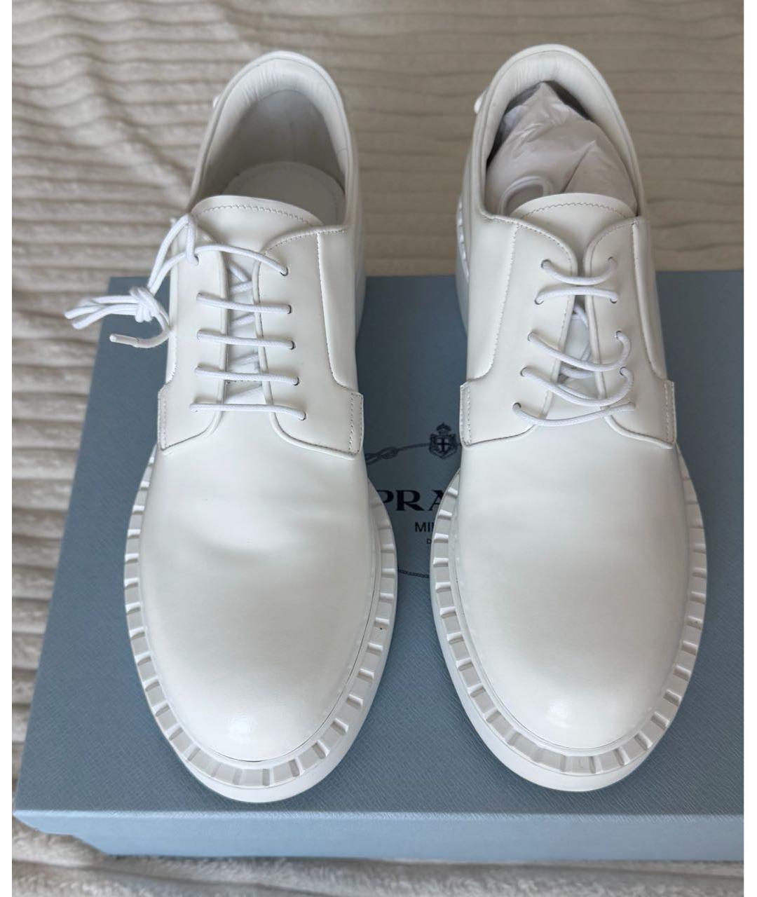 PRADA Белые кожаные лоферы, фото 3