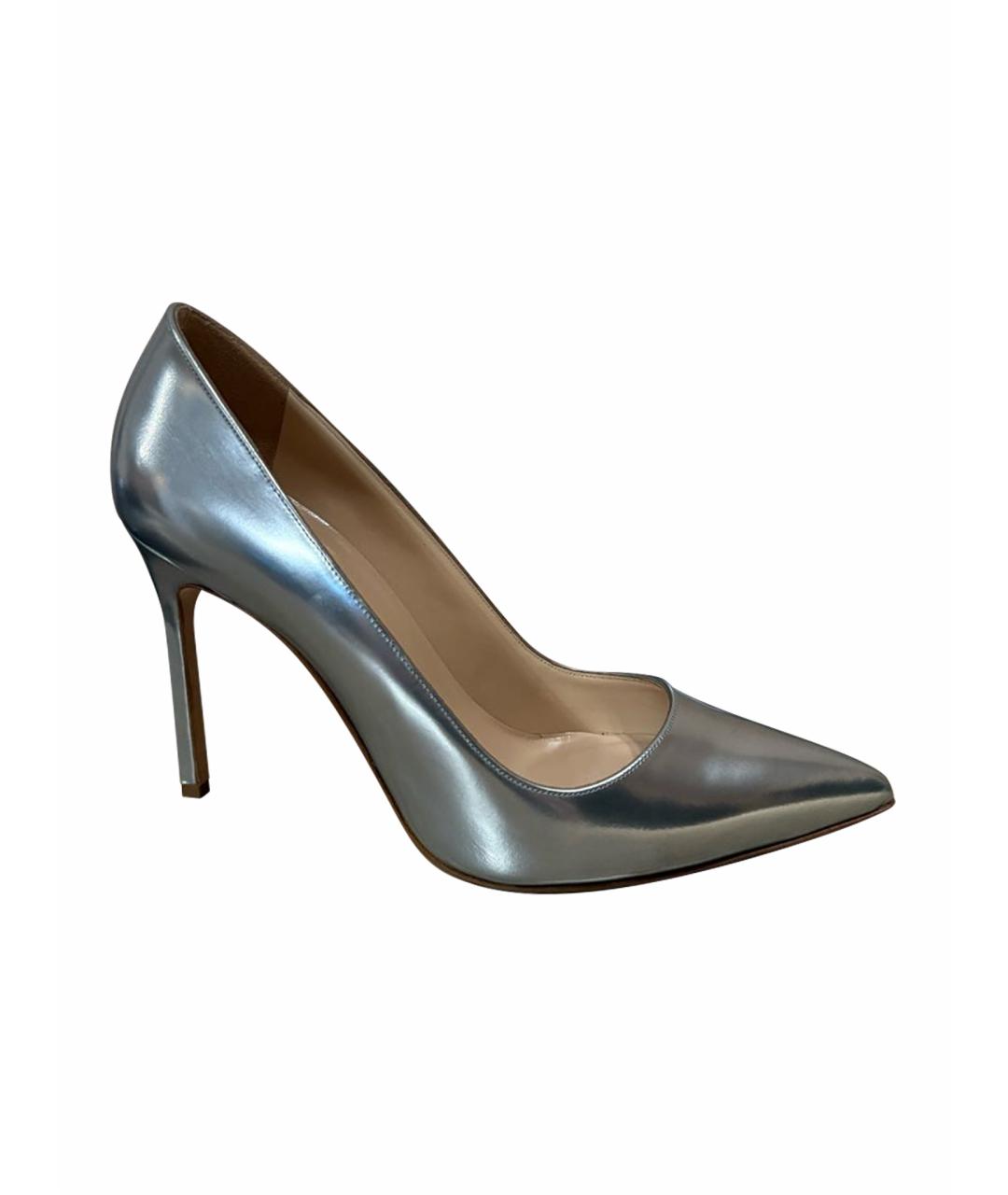 MANOLO BLAHNIK Серебряные кожаные туфли, фото 1