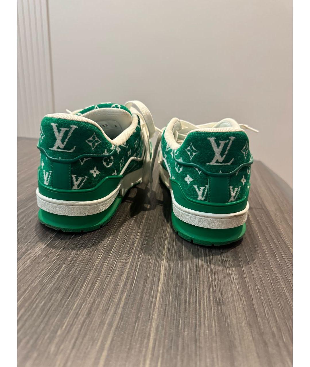 LOUIS VUITTON Зеленые бархатные низкие кроссовки / кеды, фото 3