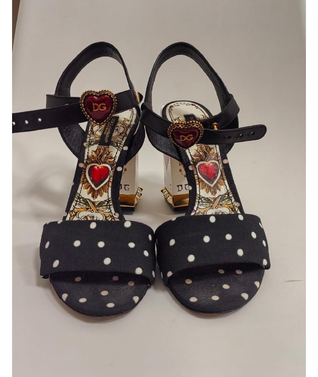 DOLCE&GABBANA Черные текстильные босоножки, фото 2