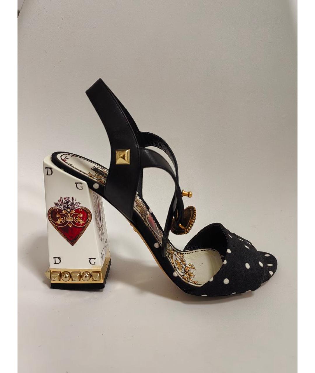 DOLCE&GABBANA Черные текстильные босоножки, фото 7
