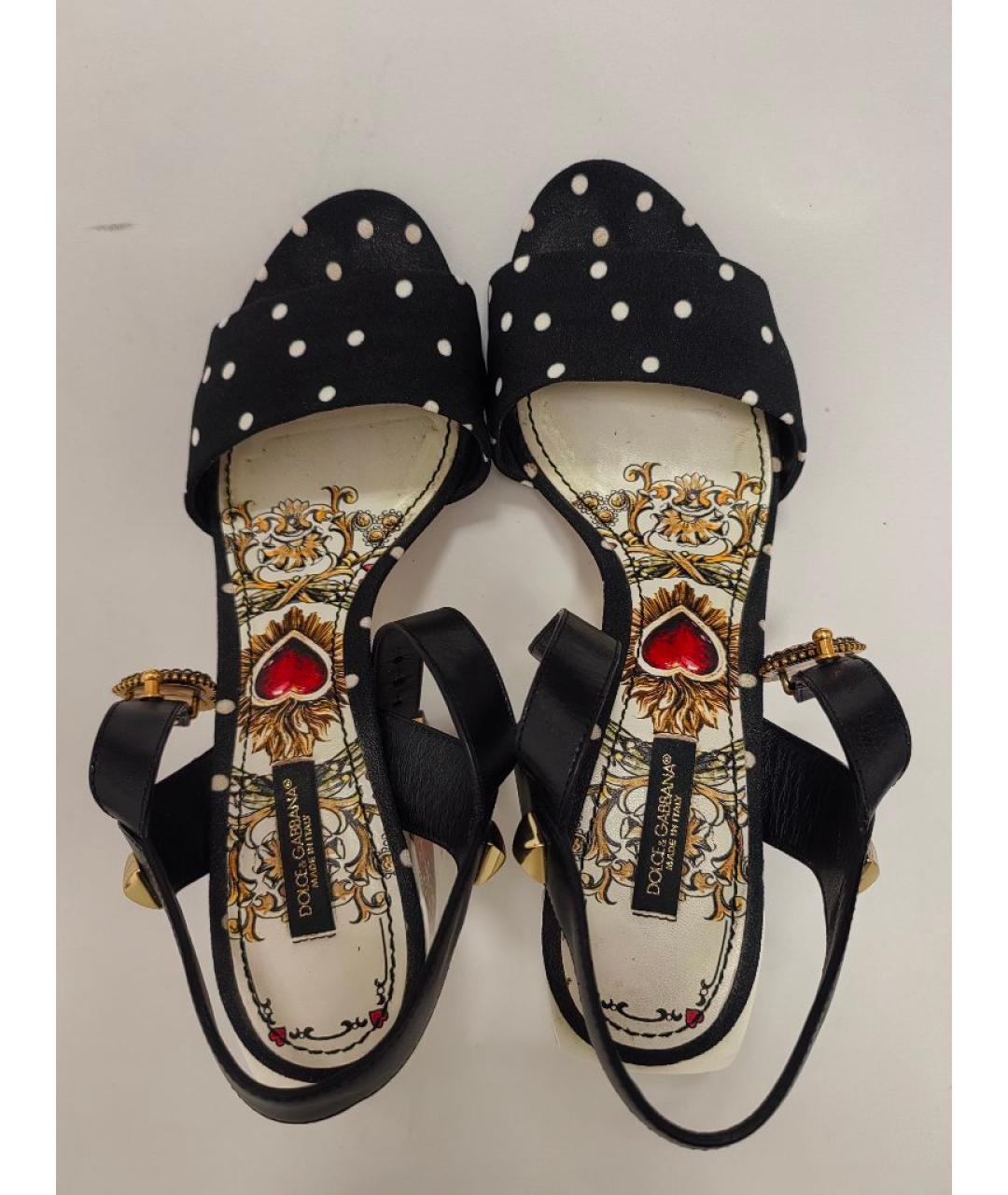 DOLCE&GABBANA Черные текстильные босоножки, фото 3