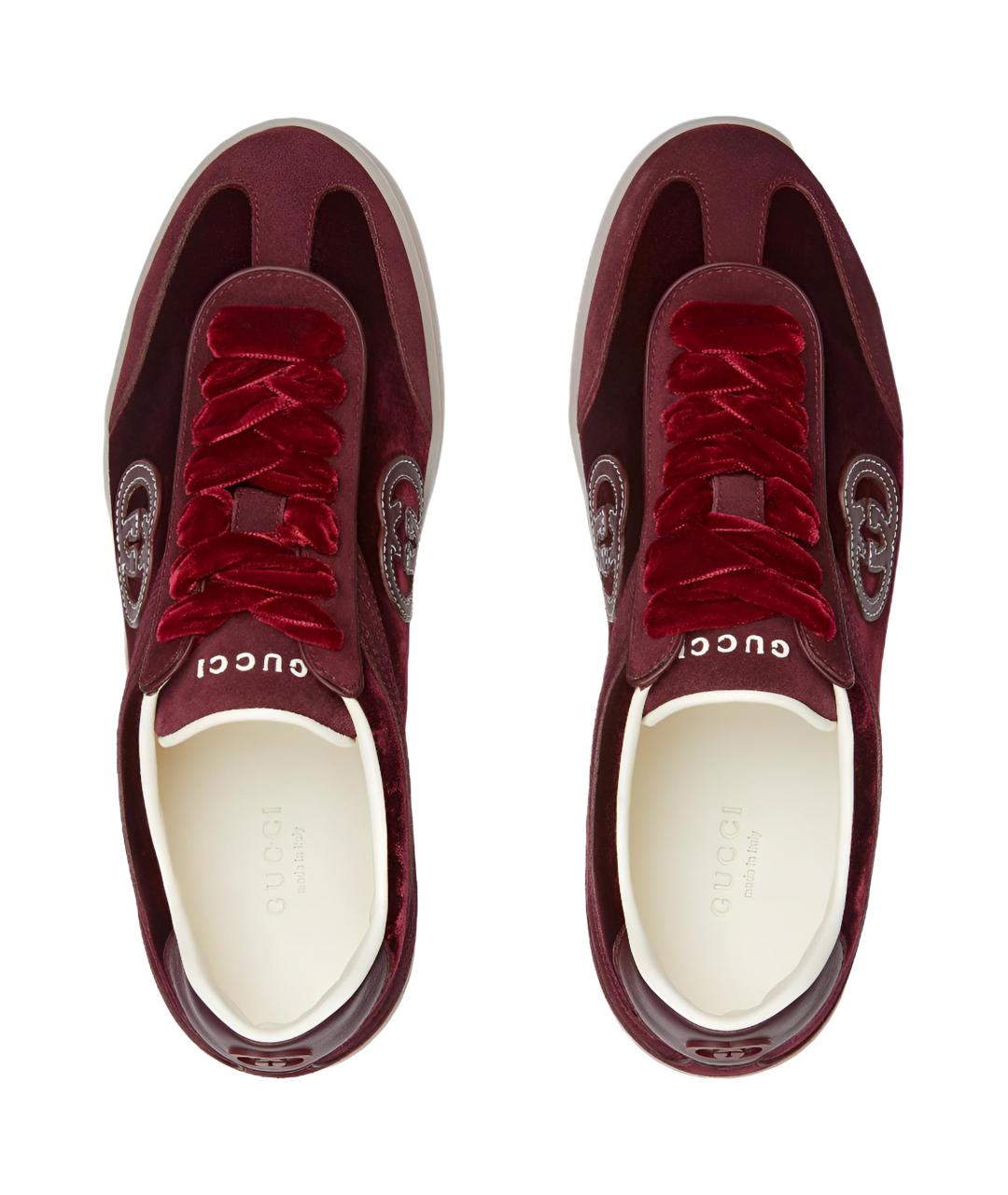 GUCCI Бордовые кроссовки, фото 4