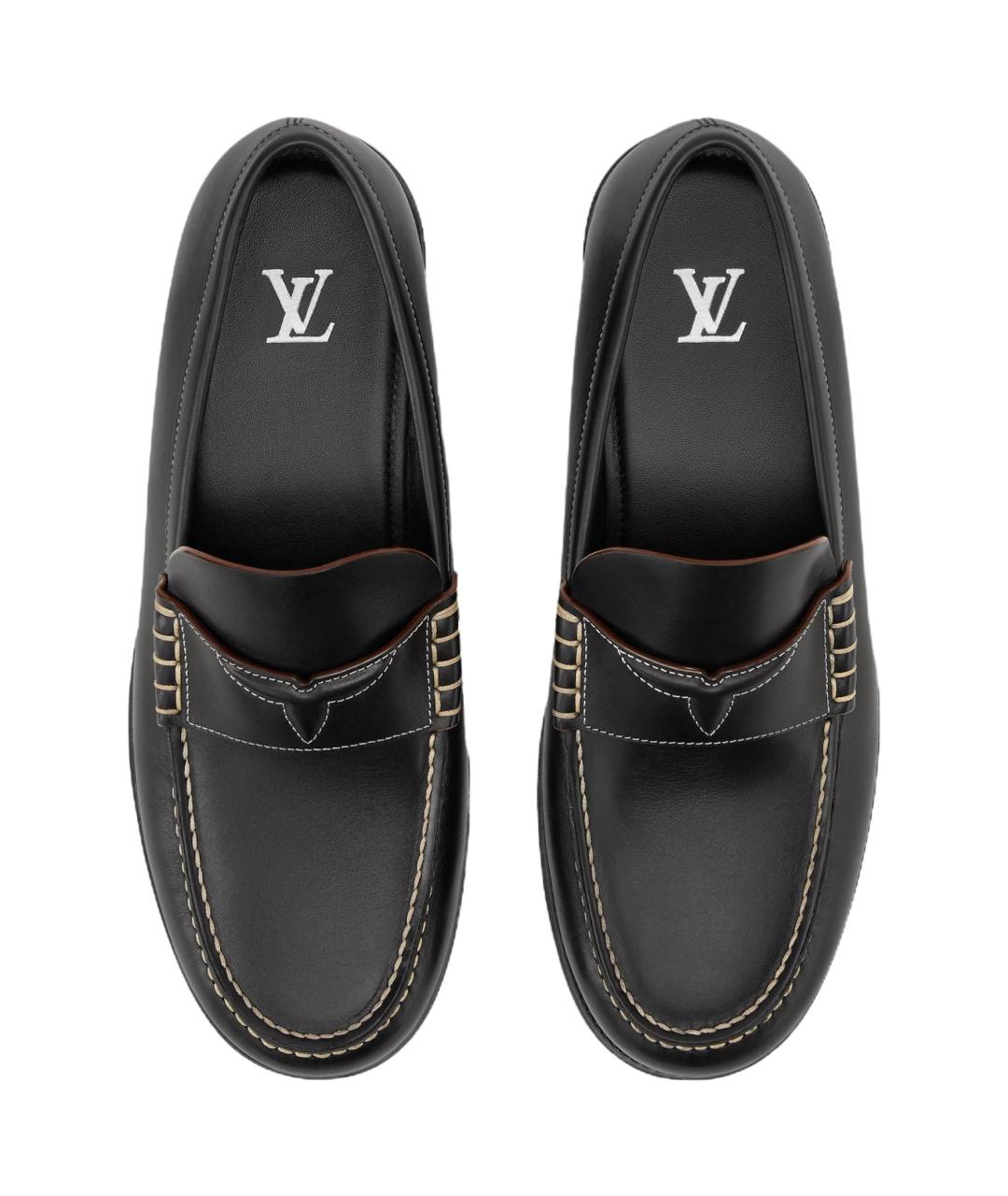 LOUIS VUITTON Черные кожаные лоферы, фото 4
