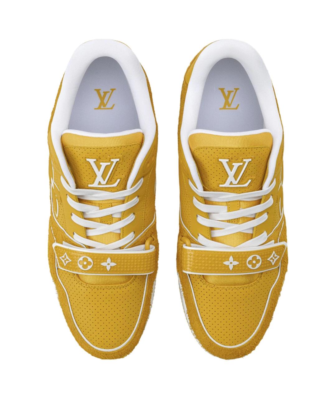 LOUIS VUITTON Желтые кожаные низкие кроссовки / кеды, фото 3
