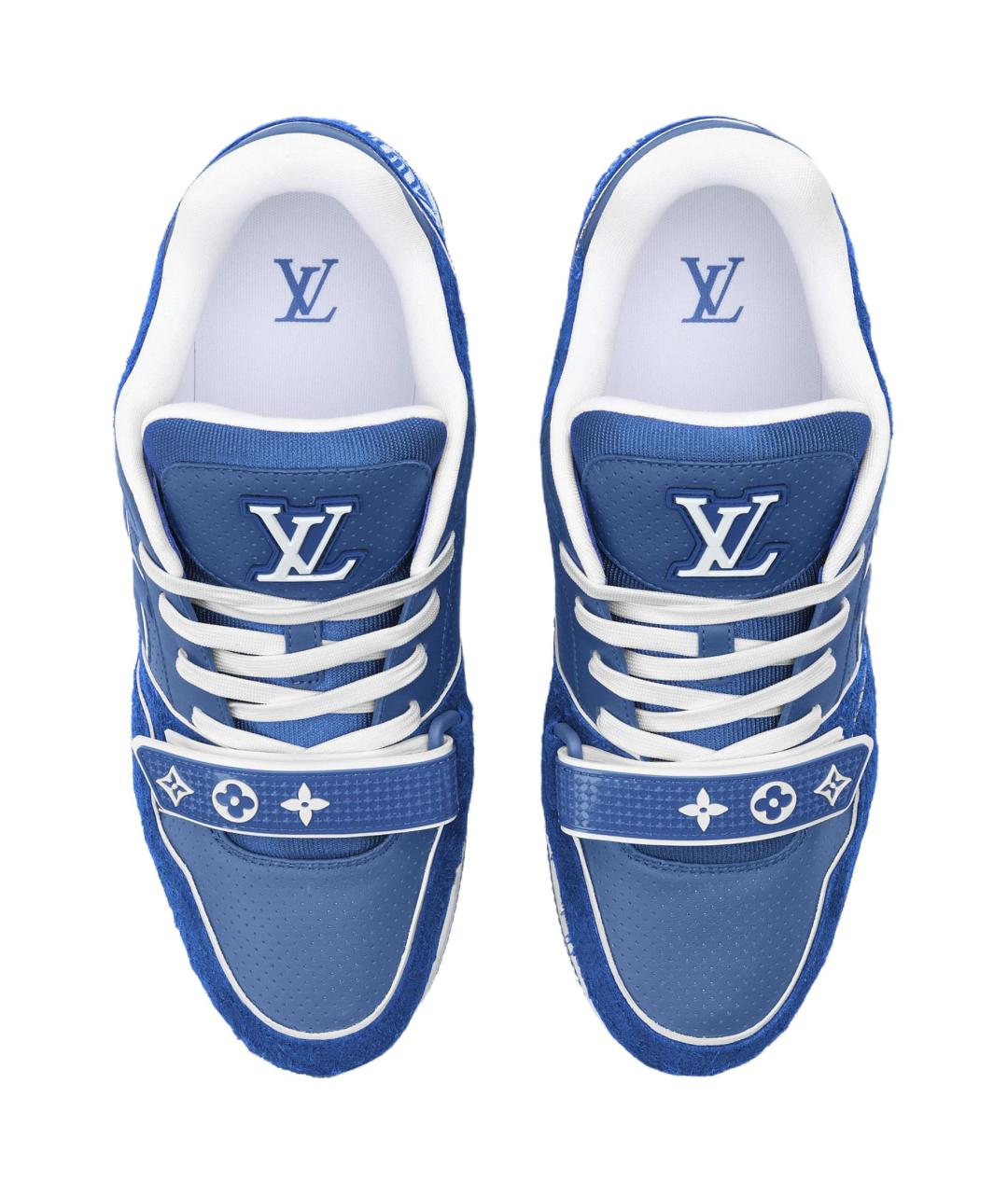 LOUIS VUITTON Синие кожаные низкие кроссовки / кеды, фото 4
