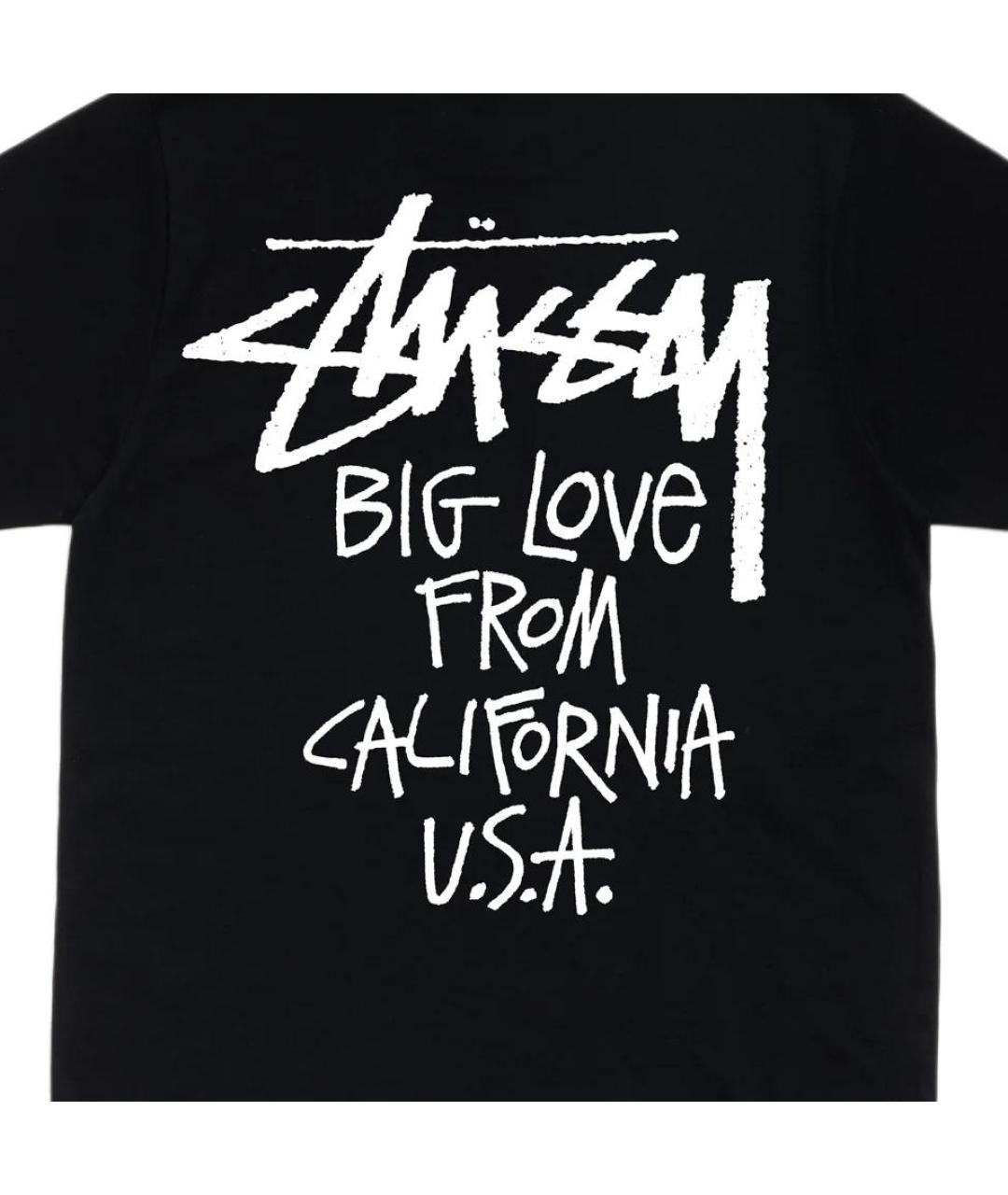 STUSSY Черная хлопковая футболка, фото 3