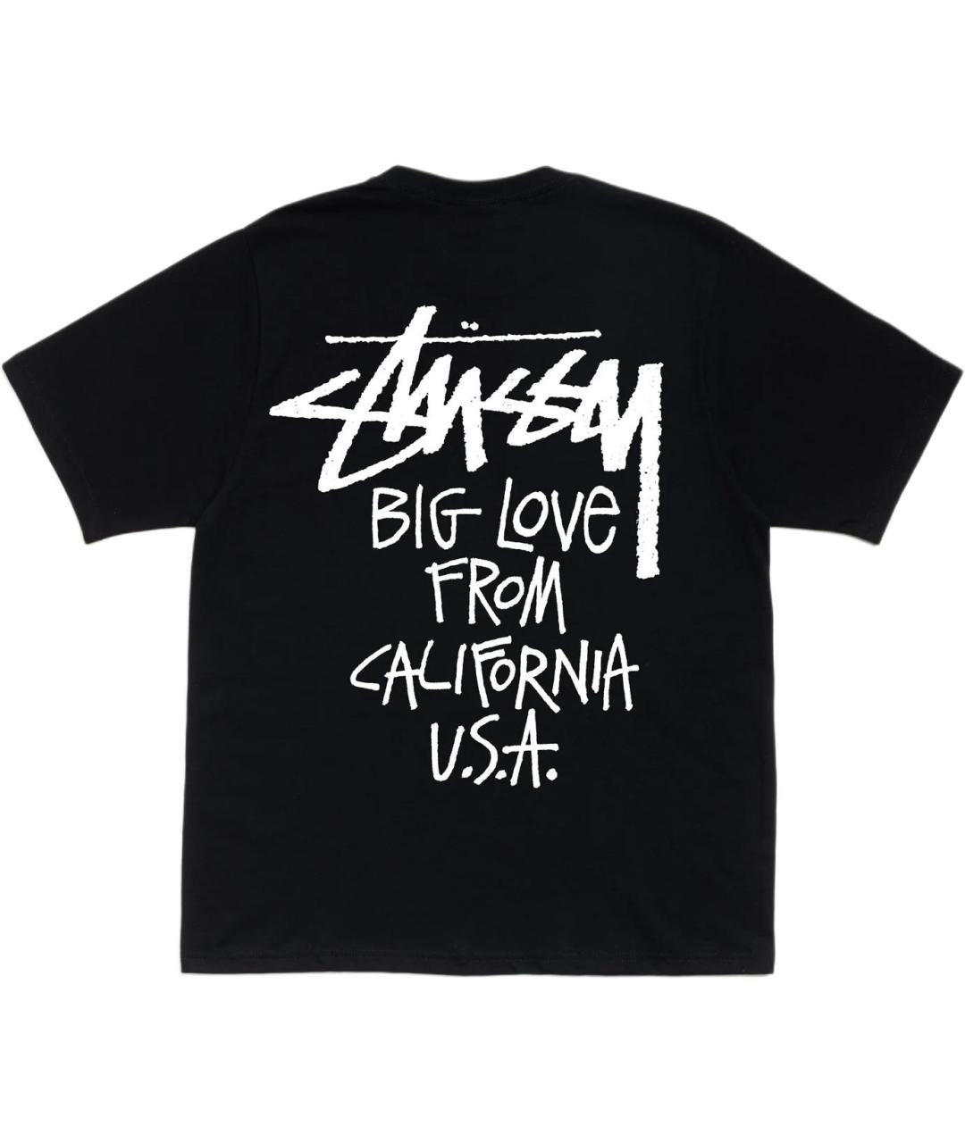 STUSSY Черная хлопковая футболка, фото 2