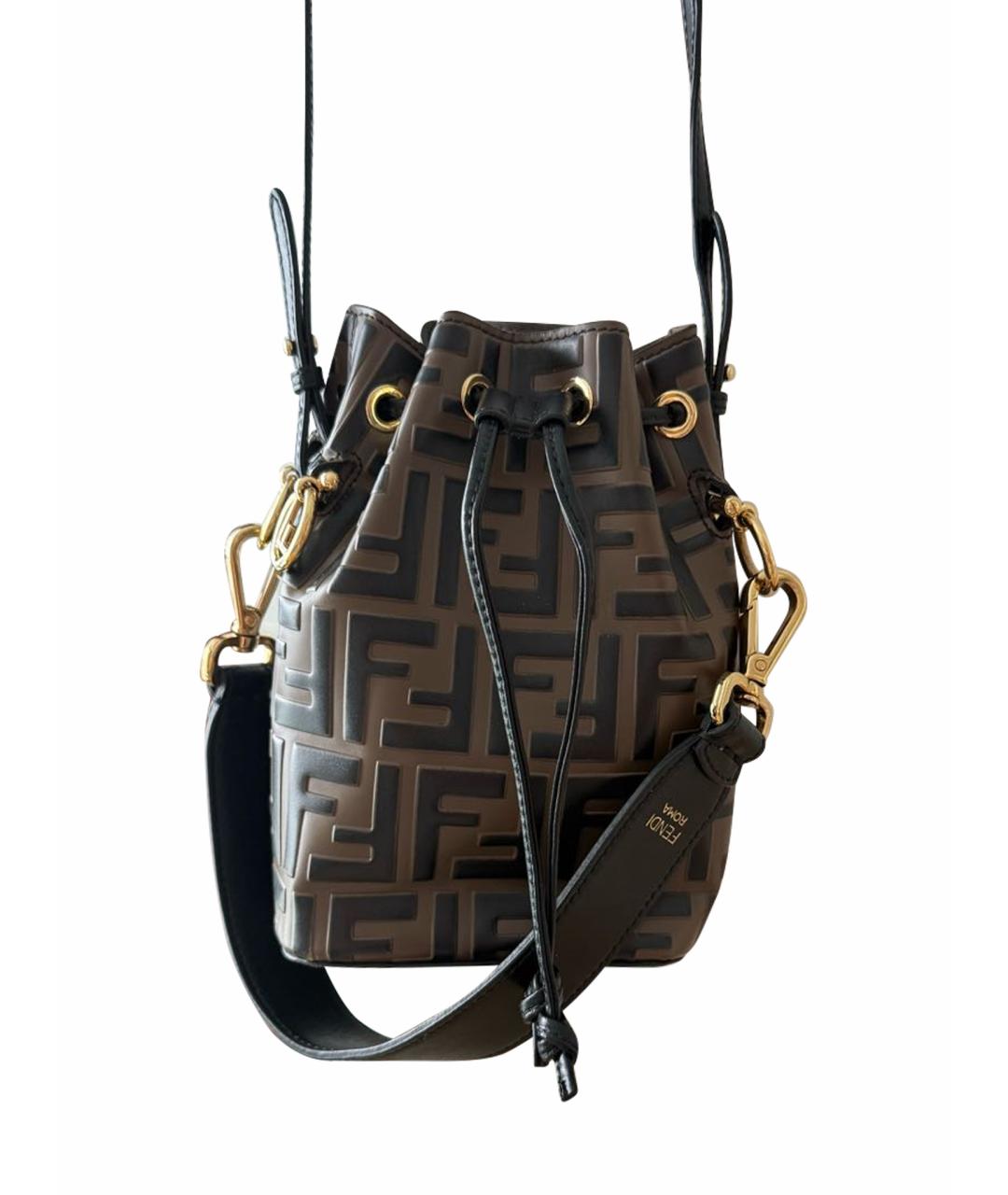 FENDI Коричневая кожаная сумка через плечо, фото 1