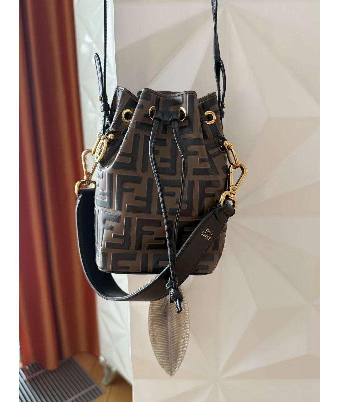 FENDI Коричневая кожаная сумка через плечо, фото 8