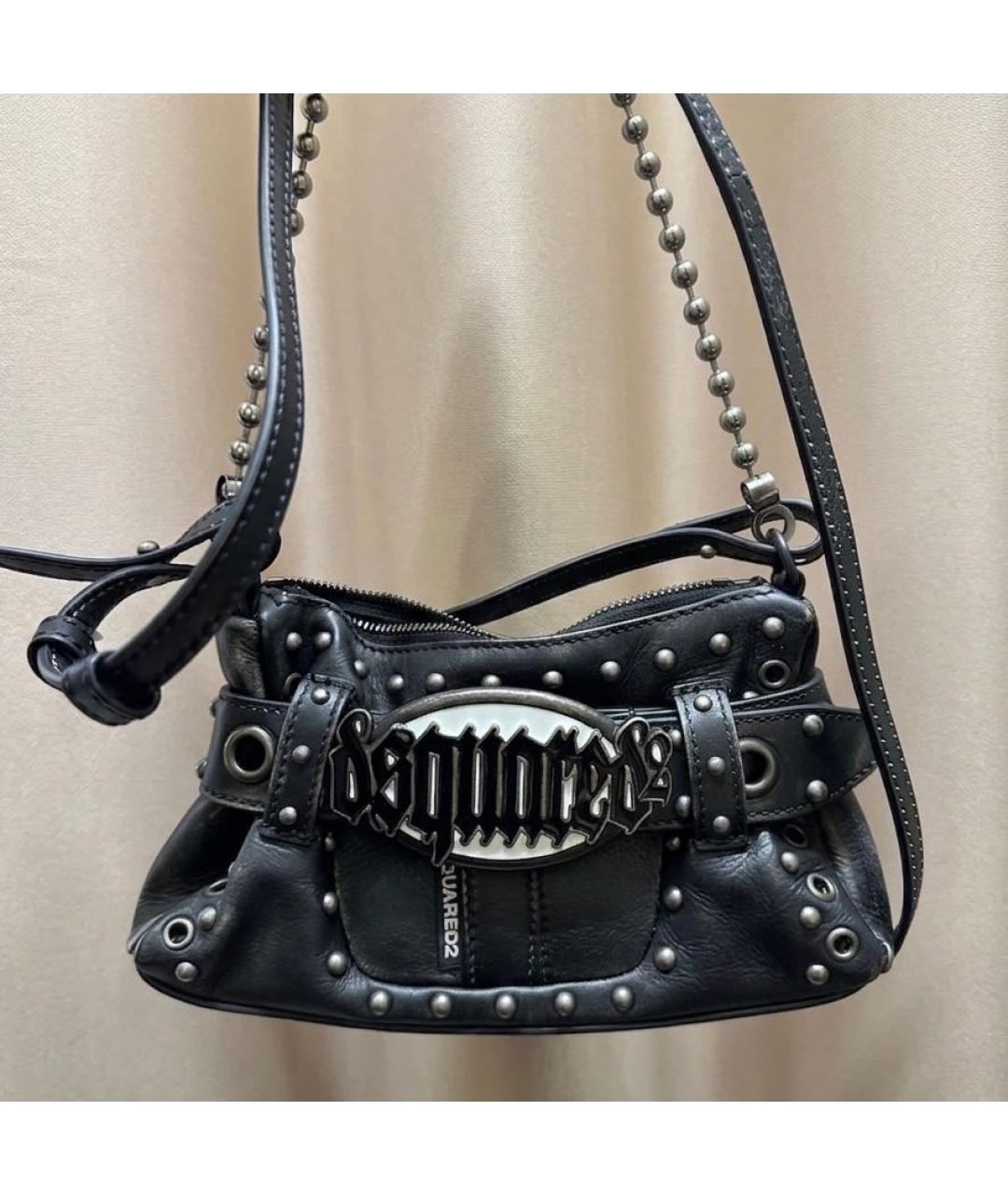 DSQUARED2 Черная кожаная сумка через плечо, фото 4