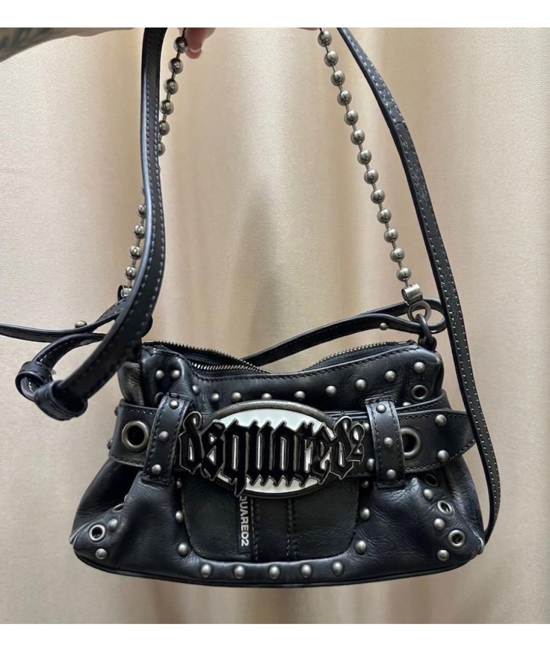 DSQUARED2 Черная кожаная сумка через плечо, фото 5