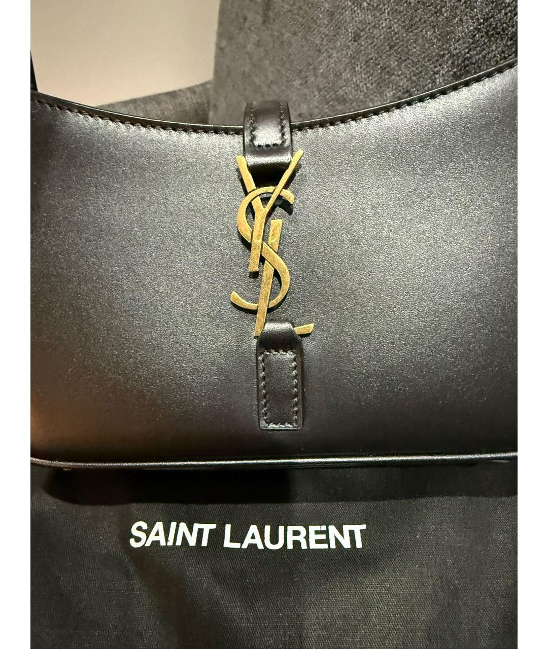 SAINT LAURENT Черная кожаная сумка с короткими ручками, фото 6