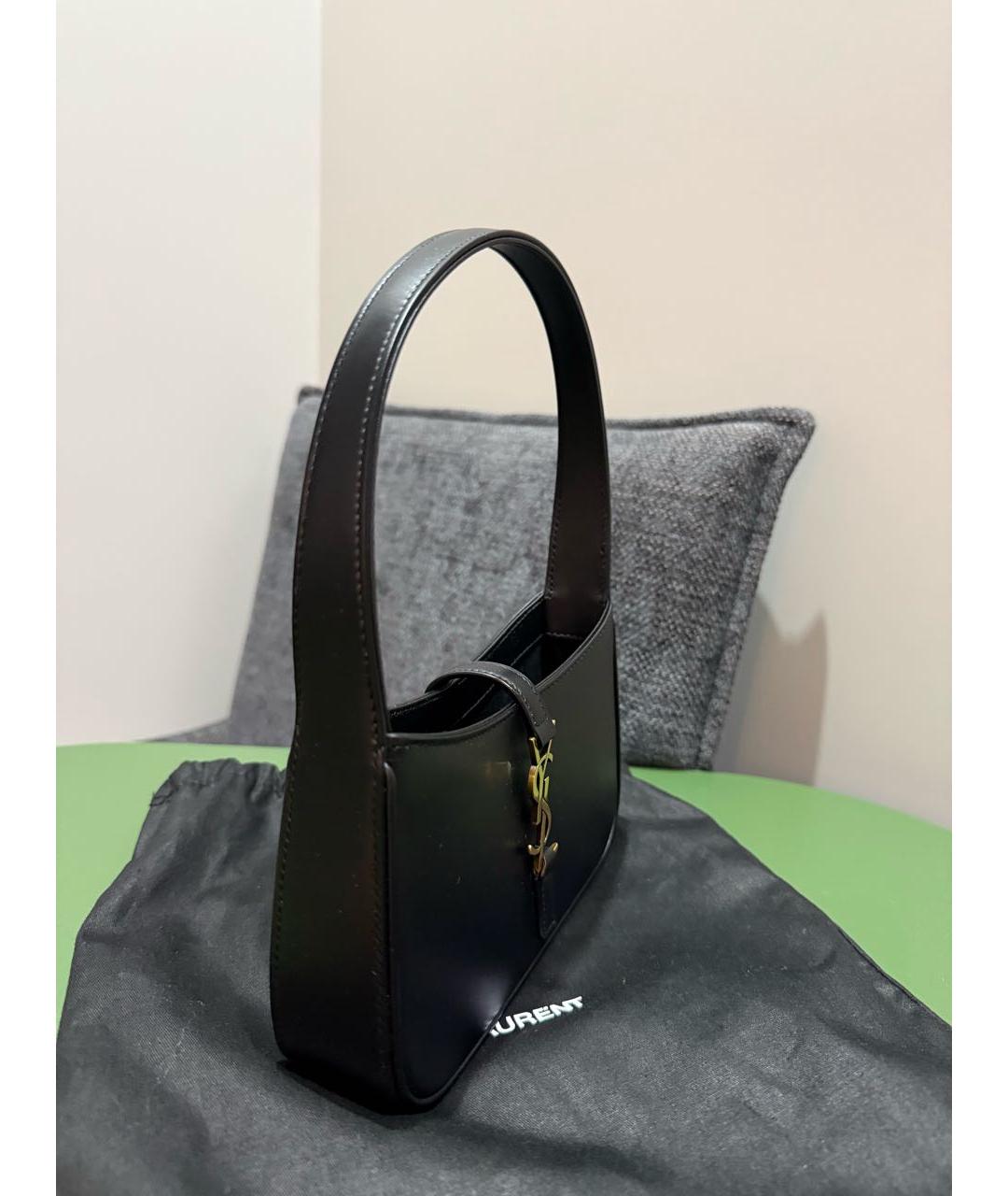 SAINT LAURENT Черная кожаная сумка с короткими ручками, фото 7