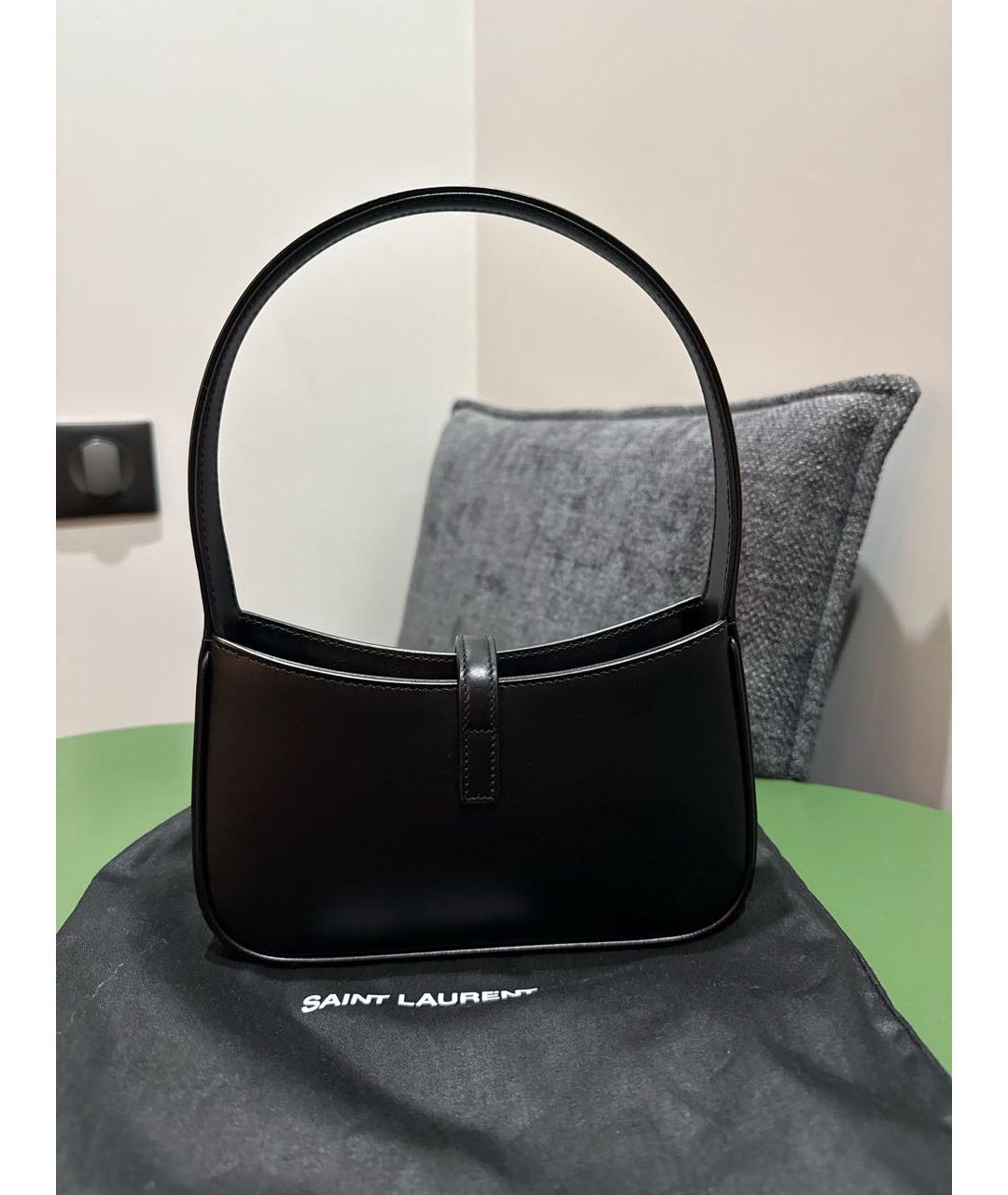 SAINT LAURENT Черная кожаная сумка с короткими ручками, фото 3
