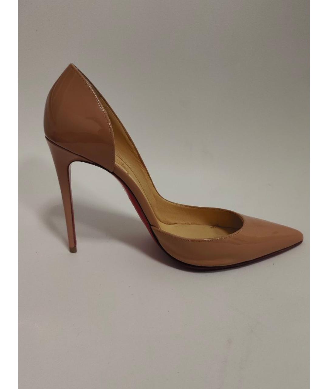 CHRISTIAN LOUBOUTIN Бежевые туфли из лакированной кожи, фото 7