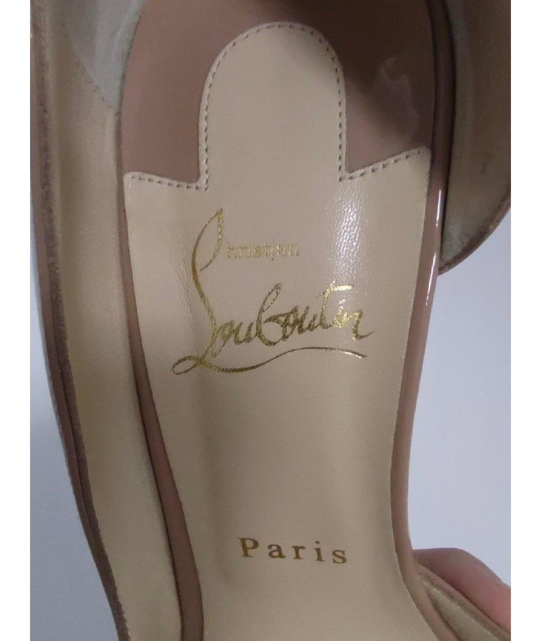 CHRISTIAN LOUBOUTIN Бежевые туфли из лакированной кожи, фото 5