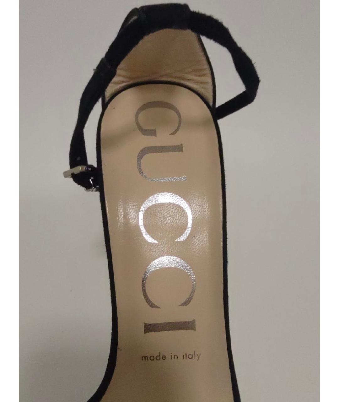 GUCCI Черные замшевые босоножки, фото 5