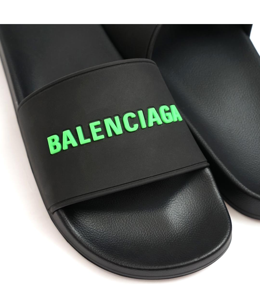 BALENCIAGA Черные резиновые шлепанцы, фото 5