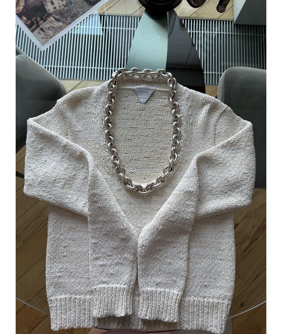 BOTTEGA VENETA Белый хлопковый джемпер / свитер, фото 8