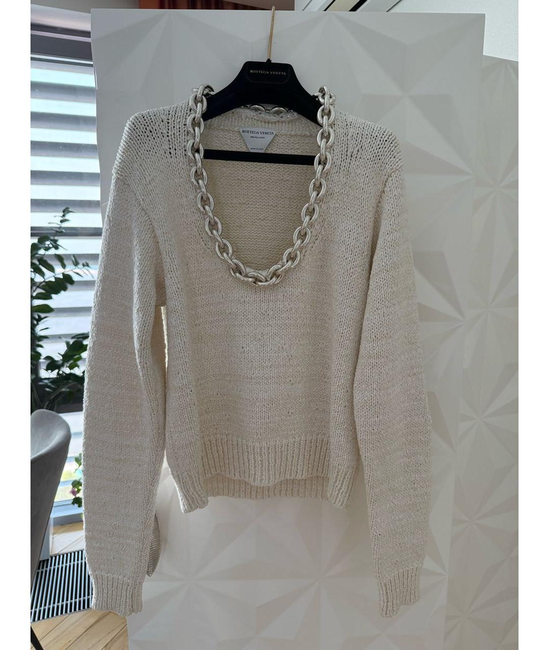 BOTTEGA VENETA Белый хлопковый джемпер / свитер, фото 7