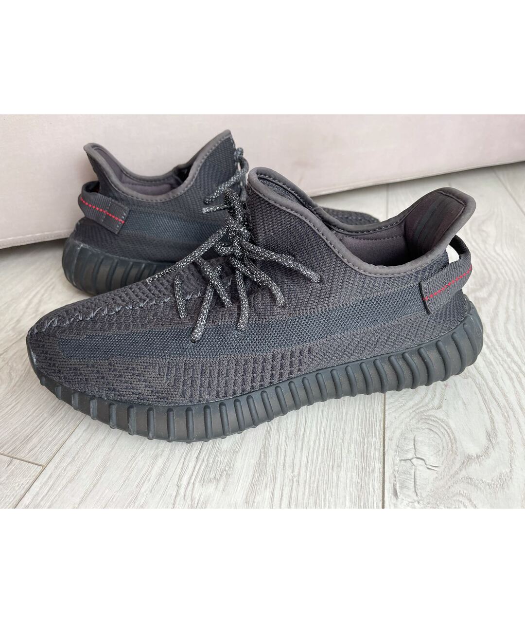 ADIDAS YEEZY Черные текстильные низкие кроссовки / кеды, фото 5