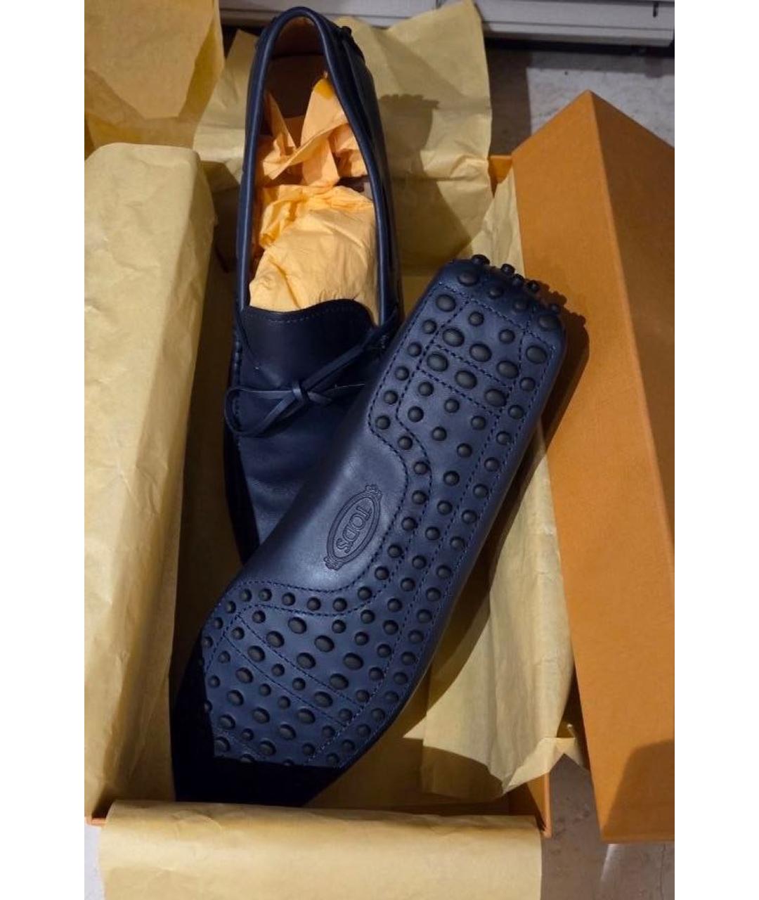 TOD'S Темно-синие кожаные мокасины, фото 3