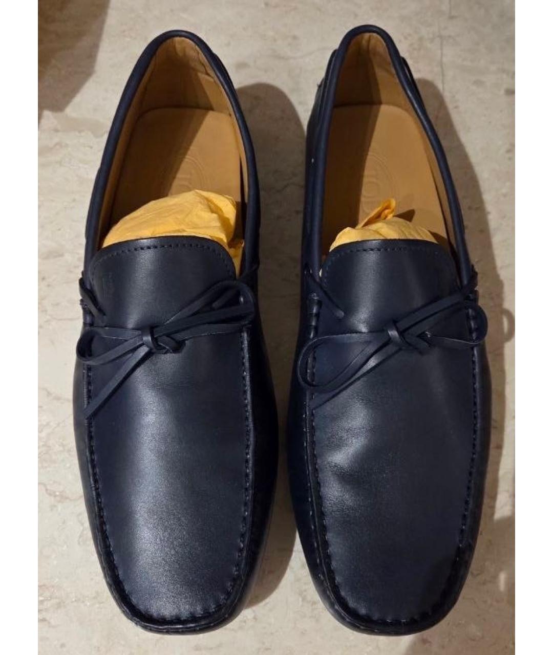 TOD'S Темно-синие кожаные мокасины, фото 2