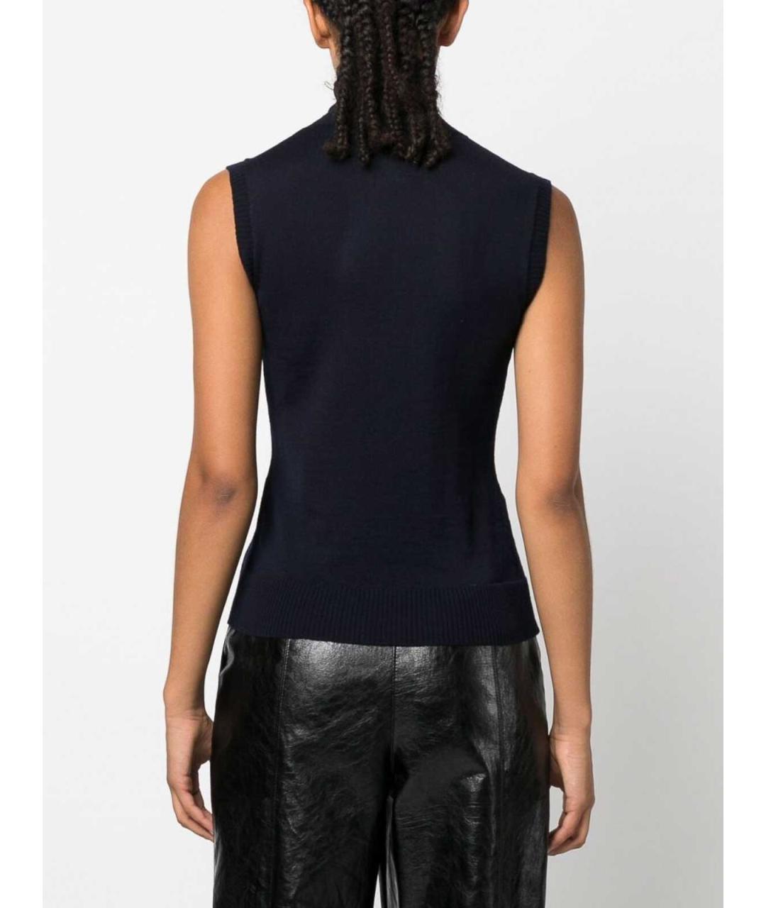 SPORTMAX Темно-синяя шерстяная жилетка, фото 4