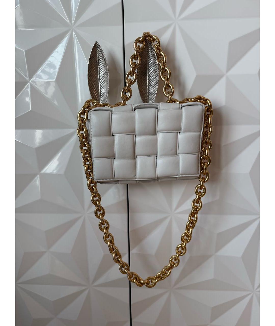 BOTTEGA VENETA Белая кожаная сумка с короткими ручками, фото 9