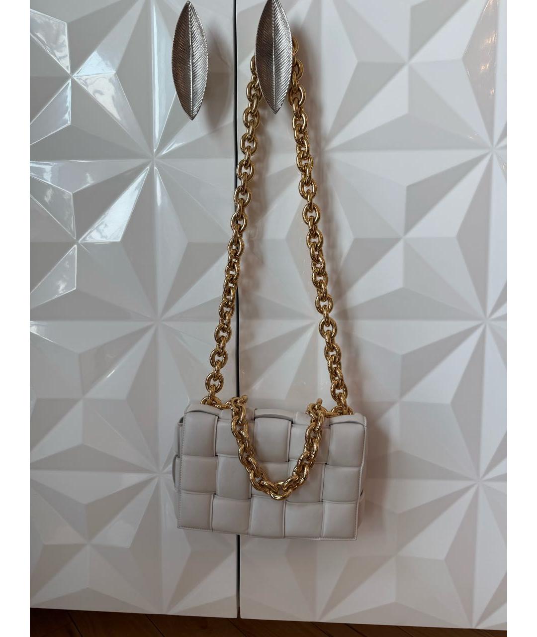 BOTTEGA VENETA Белая кожаная сумка с короткими ручками, фото 2