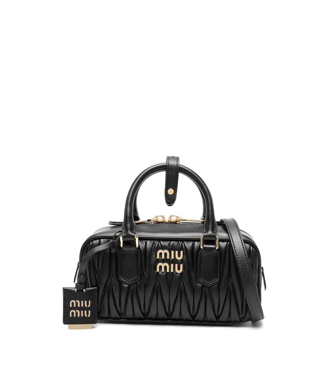 MIU MIU Черная кожаная сумка с короткими ручками, фото 3