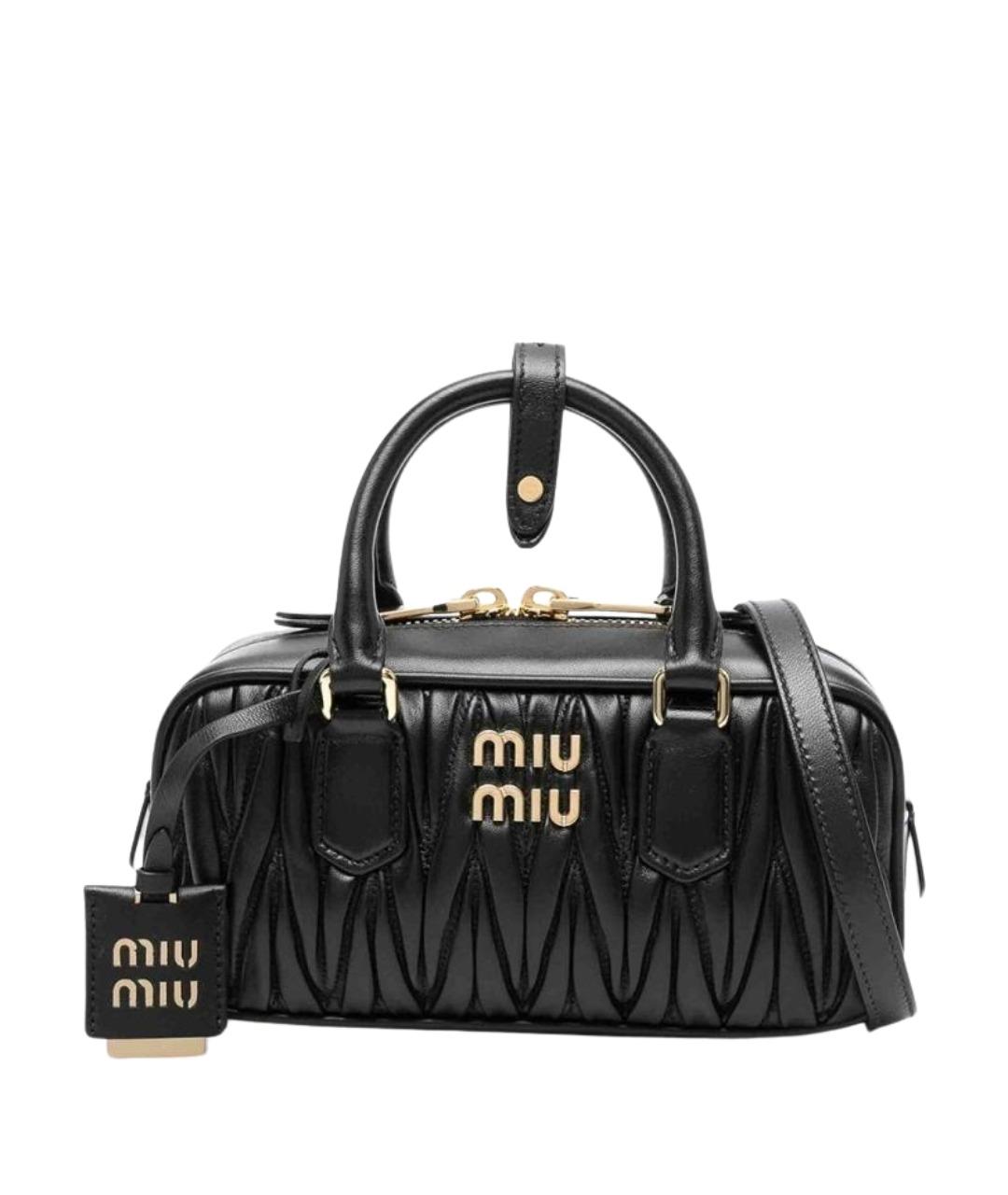 MIU MIU Черная кожаная сумка с короткими ручками, фото 1