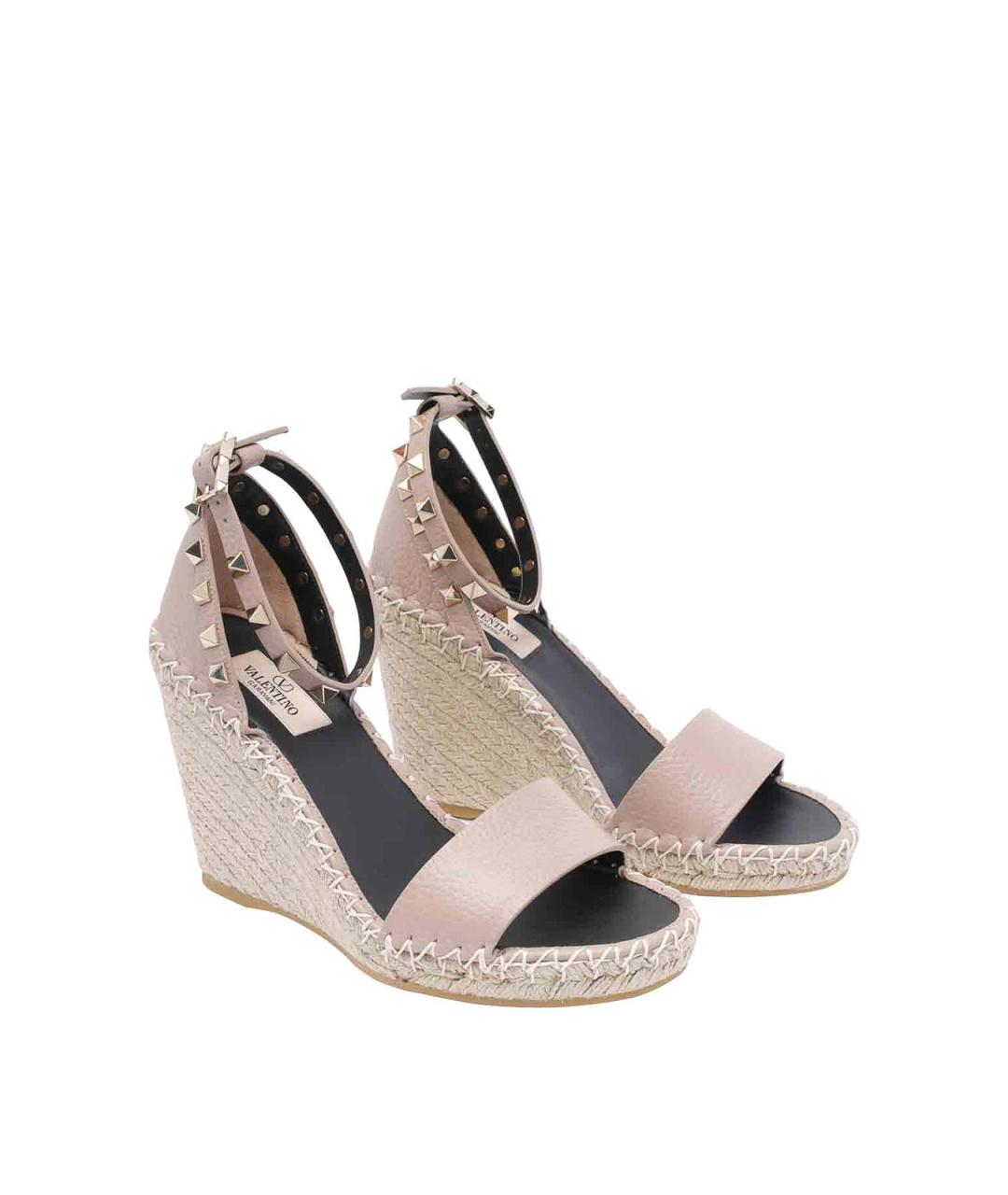 VALENTINO Бежевые кожаные босоножки, фото 2