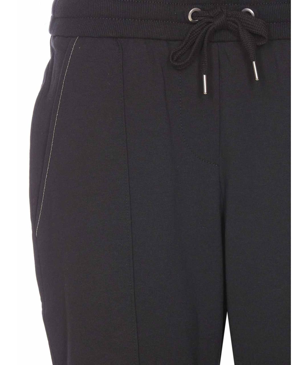 BRUNELLO CUCINELLI Черные хлопко-эластановые прямые брюки, фото 4