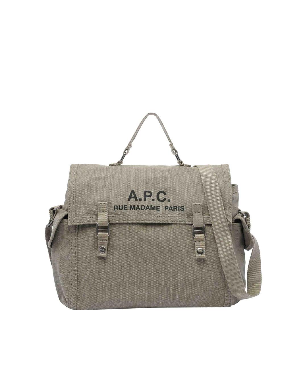 A.P.C. Зеленая хлопковая сумка на плечо, фото 5