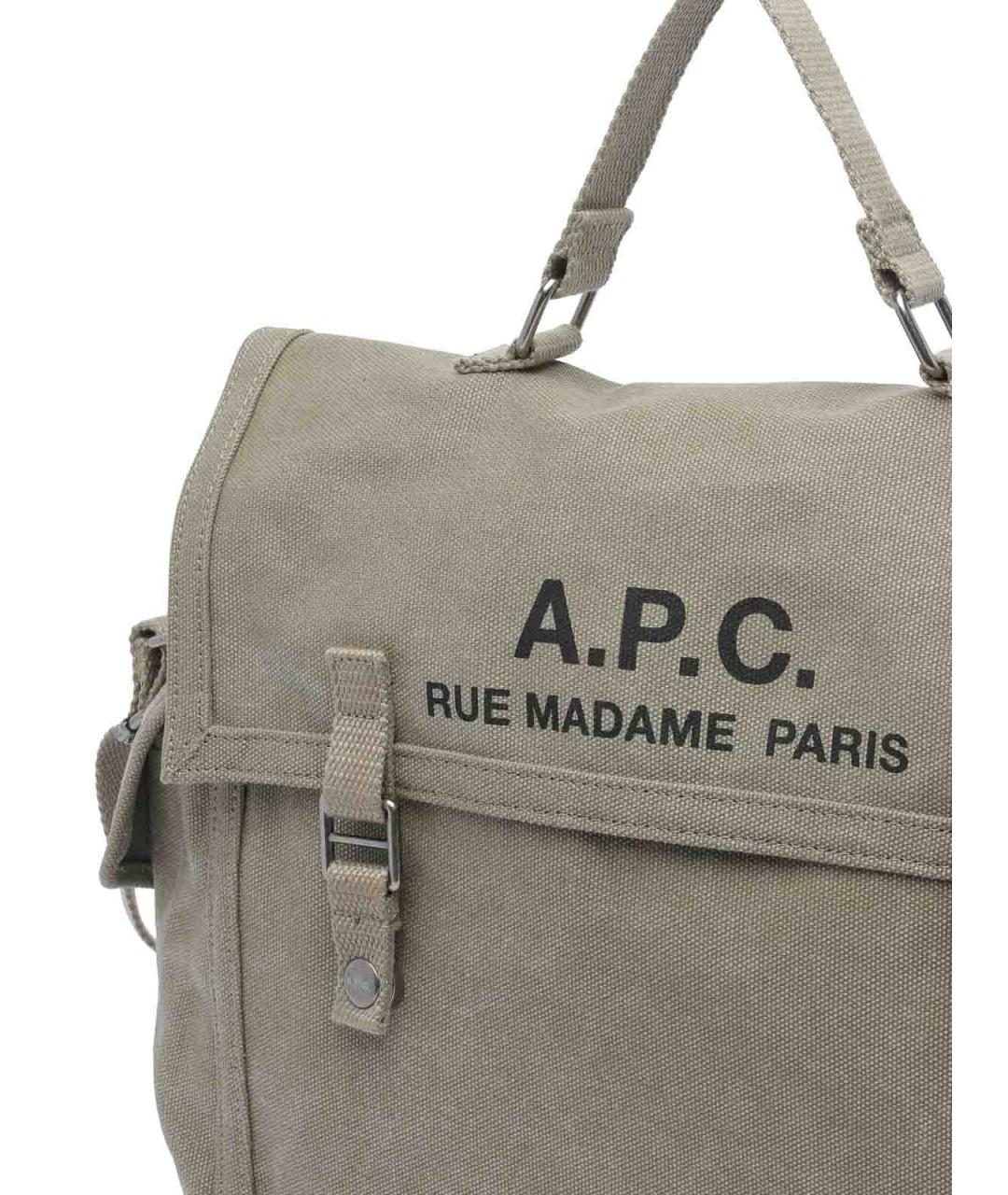 A.P.C. Зеленая хлопковая сумка на плечо, фото 4