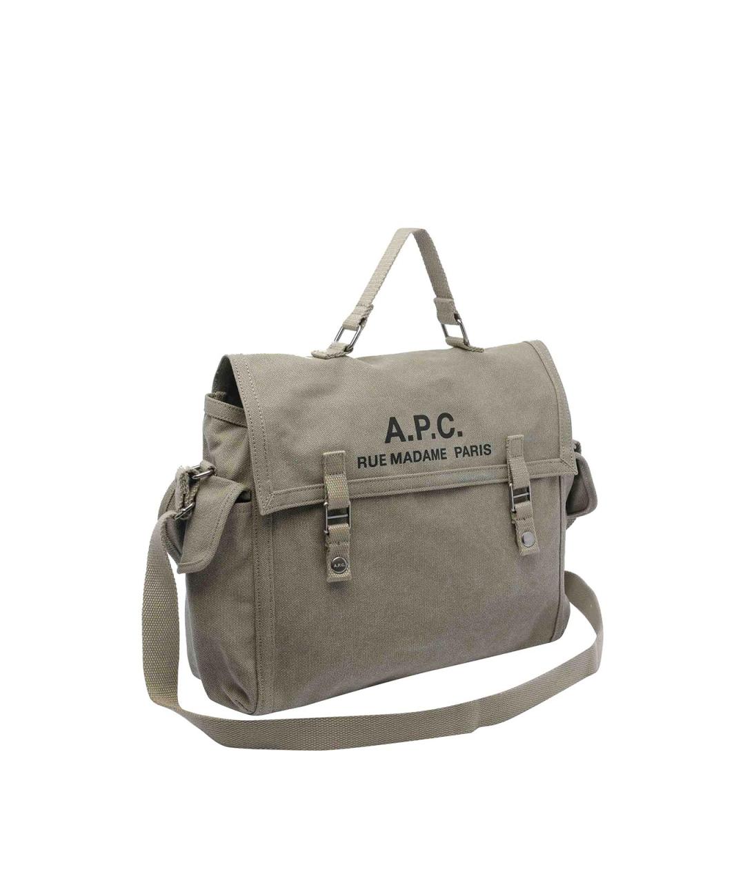 A.P.C. Зеленая хлопковая сумка на плечо, фото 2