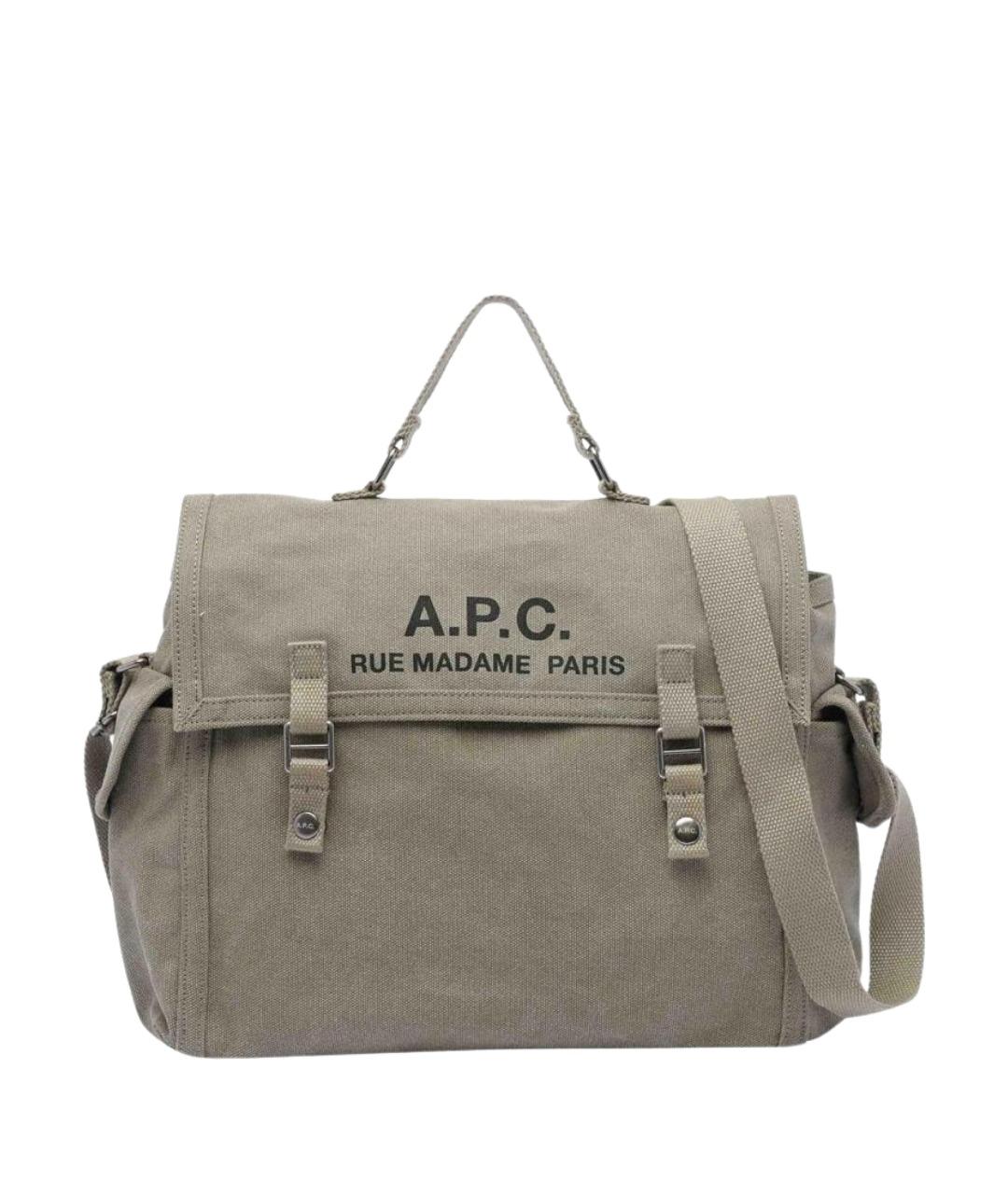 A.P.C. Зеленая хлопковая сумка на плечо, фото 1