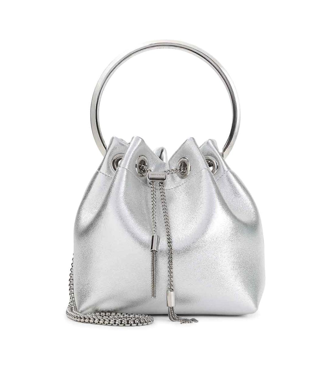 JIMMY CHOO Серебряная кожаная сумка тоут, фото 1